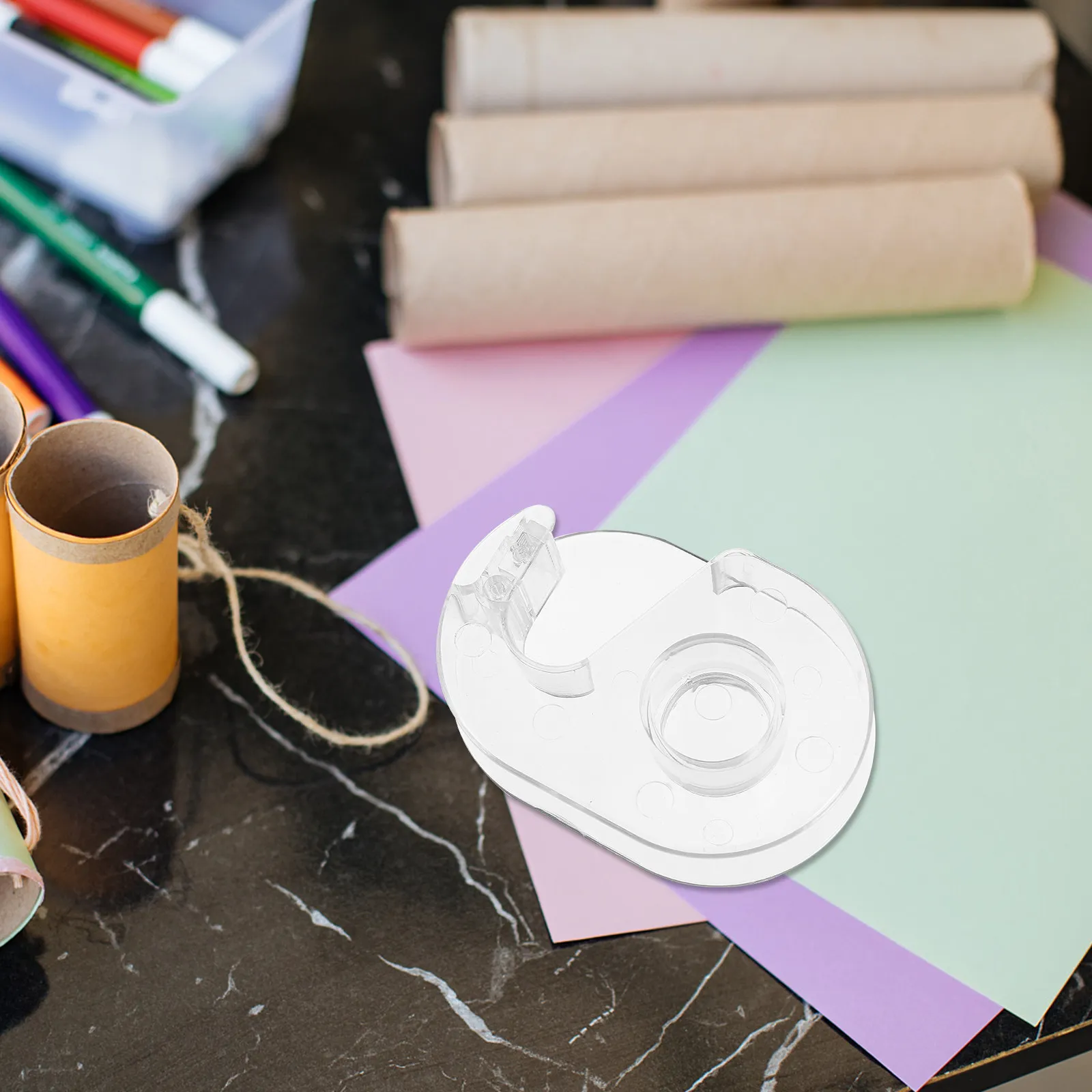 

5Pcs Plastic Washi Tape Dispenser Cutter with Transparent Body Portable Roller Holder for Craft Repair Seal DIY Use