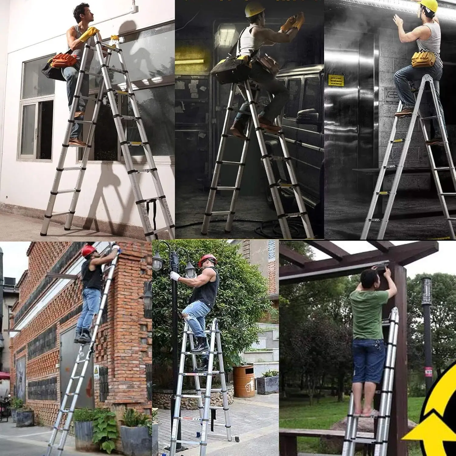 Aluminum Telescoping Telescopic Ladder 5M/16.5Ft A Frame Portable Extension Folding Multi-Purpose