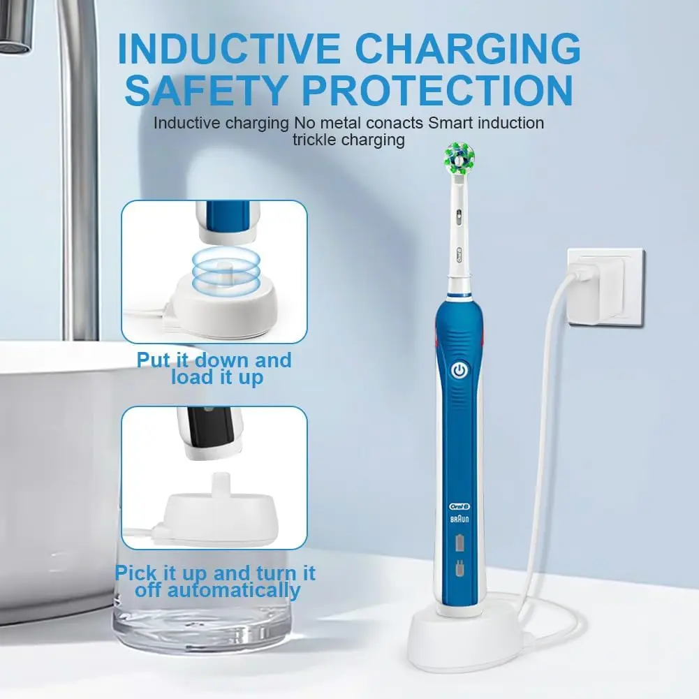 Cargador USB LISI apto para cepillo de dientes eléctrico Oral-B Base de carga segura y confiable Compatible con la mayoría de los cepillos de dientes eléctricos Braun