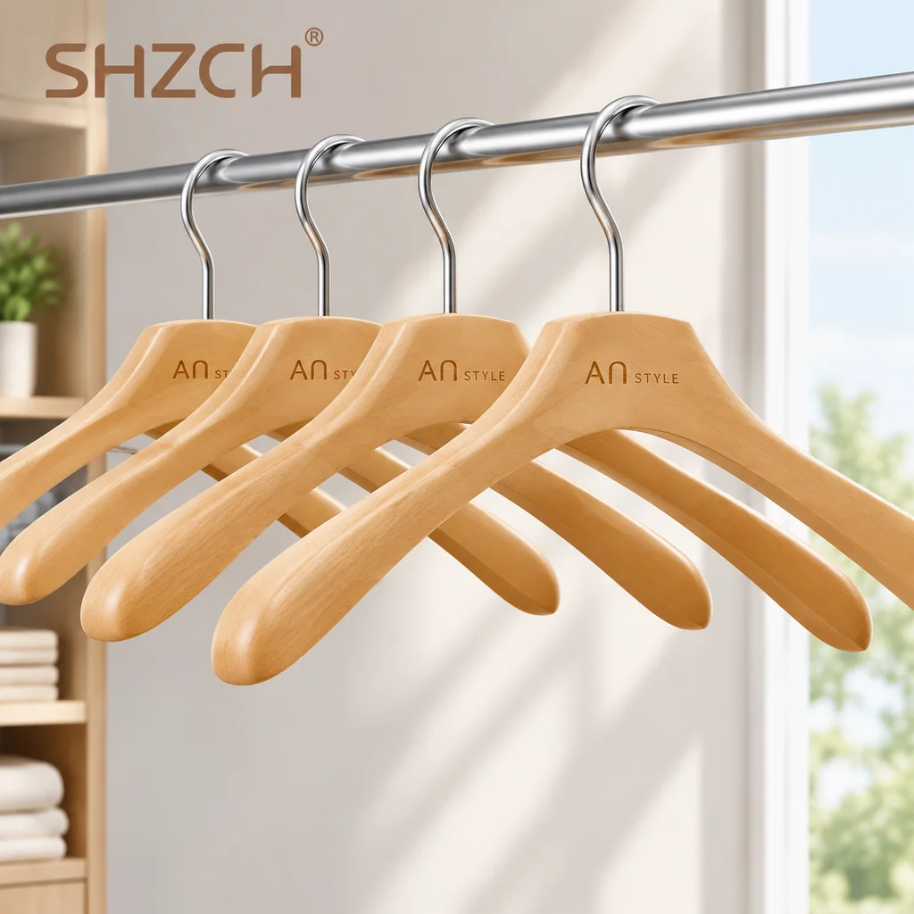 Beech Wood Hanger for Clothing Store Non Slip Coat Rack Minimalist Garment Holder for Home Boutique Rustic Closet Organizer