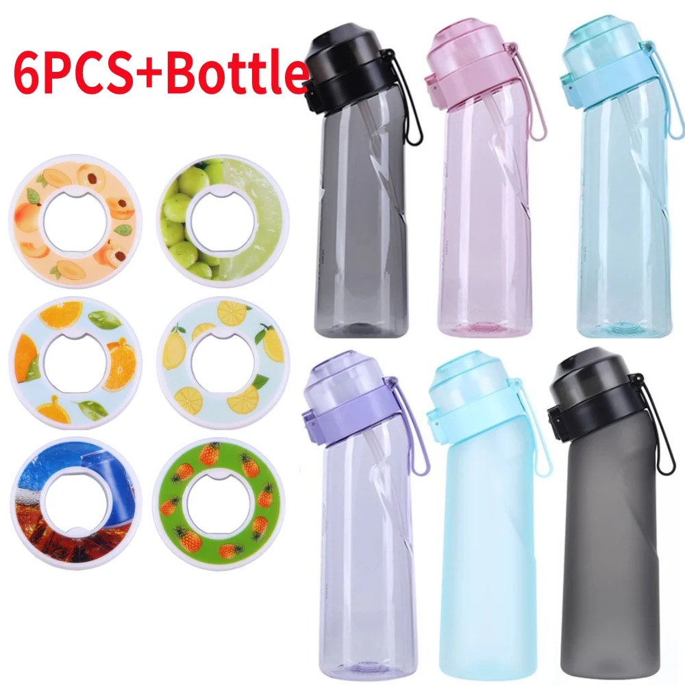 Aromatisierte Wasser flasche mit 6 Geschmacks kapseln Wassersport wasser flasche 650ml für Outdoor-Camping Sport Fitness Mode Wasser becher