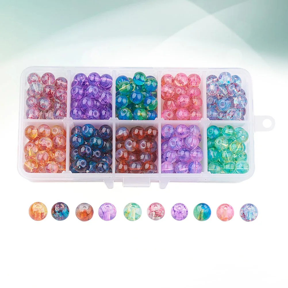 

300 шт. стеклянные свободные бусины, прочный треснутый дизайн для ювелирных изделий своими руками, браслетов, ожерелья, аксессуаров, стеклянные свободные бусины