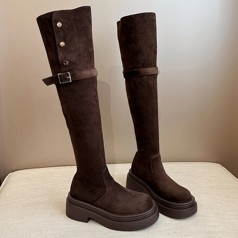 

Женские высокие сапоги, длинные эластичные массивные сапоги