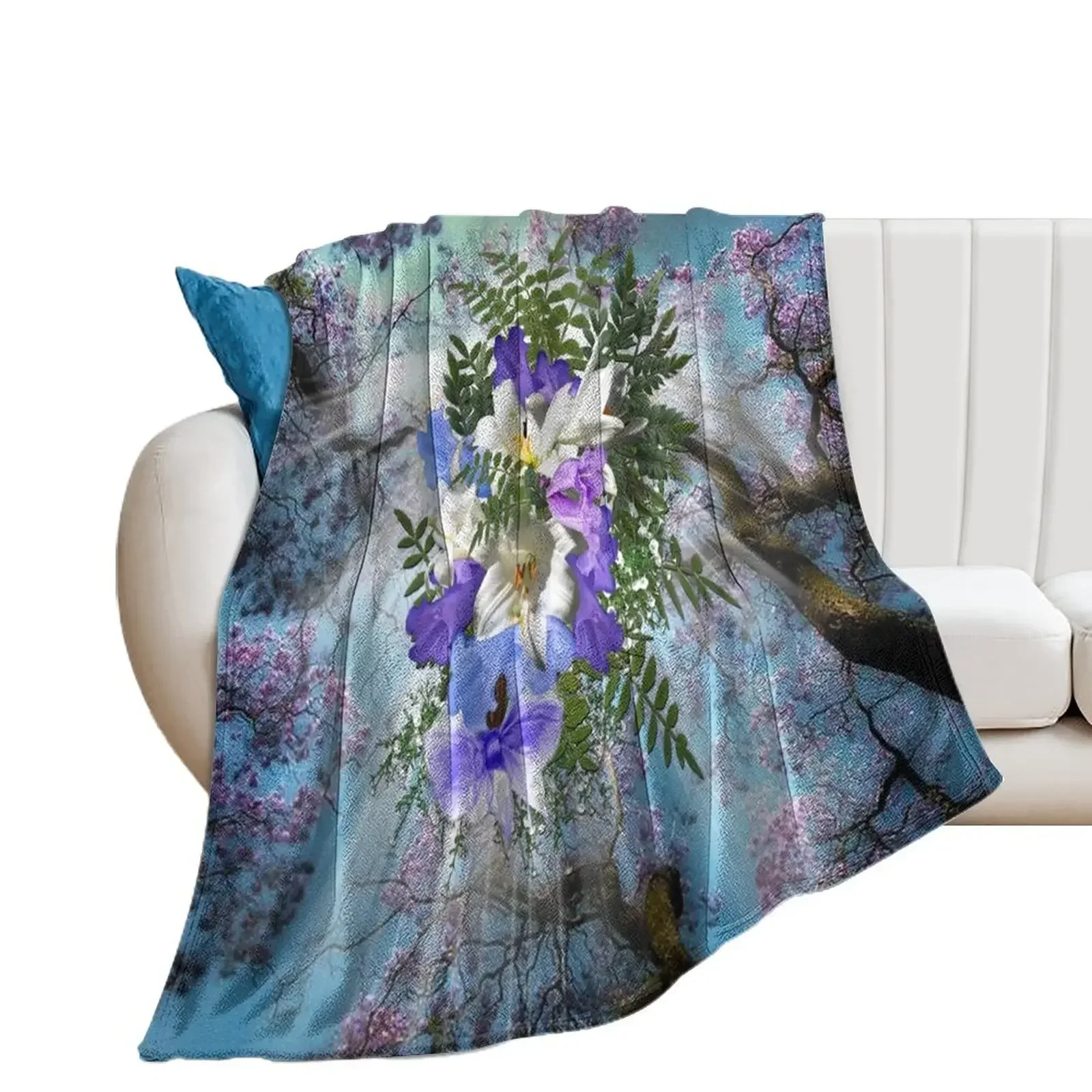 Jacaranda Blooms Throw Blanket Weighted Retros Blankets