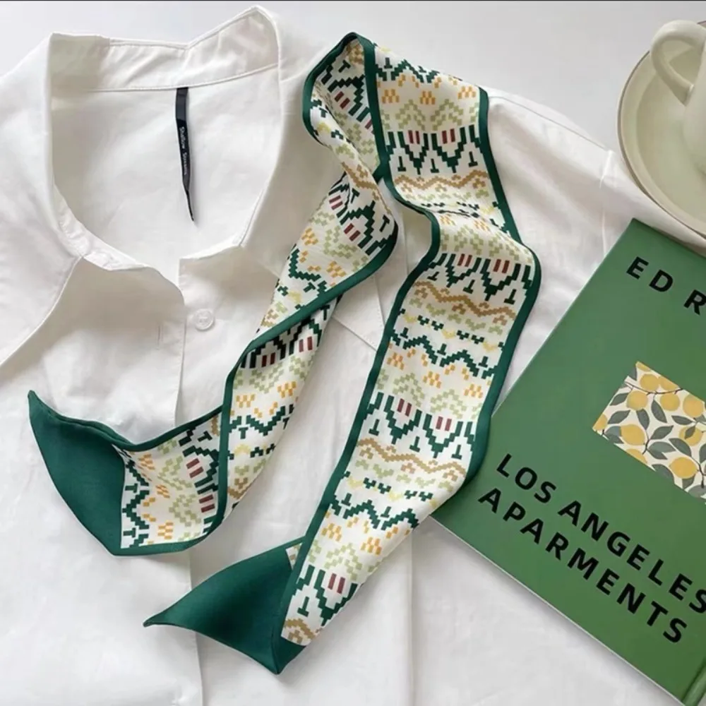 New Multi-Function Thin Scarf Letters Print Decorative Neckerchief Hair Tie