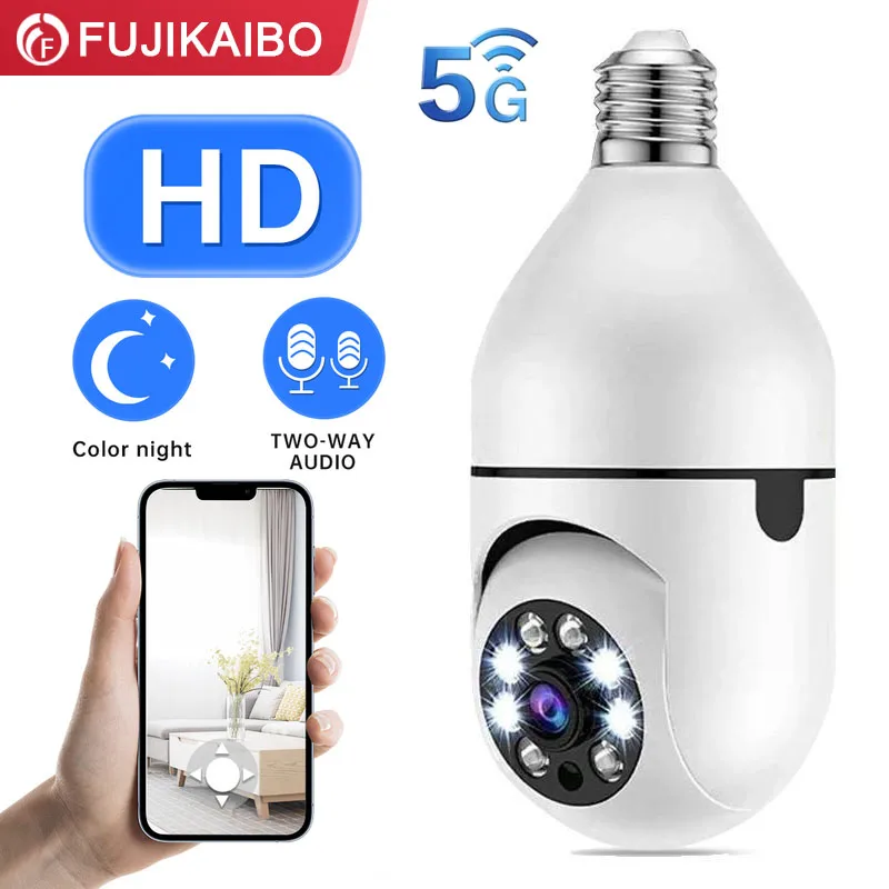 

5G Wifi E27 Bulb Surveillance Camera HD Night Security Video Surveillance Supprt Two Way Audio Mobile Motion Cameras Smart Home