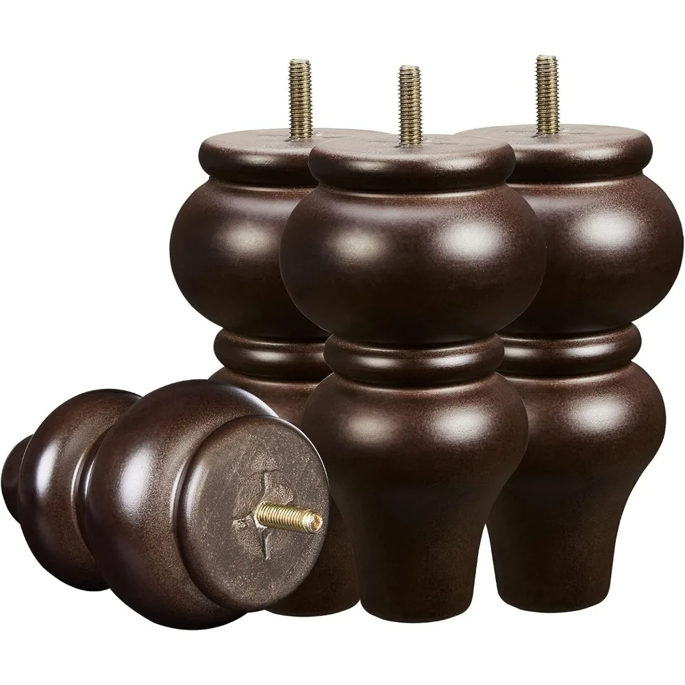 

Wood Furniture Legs 6 inch Sofa Legs Pack of 4,Round Couch Legs Espresso Mid Century Desk Legs,Sofa Replacement Parts,for Dresse