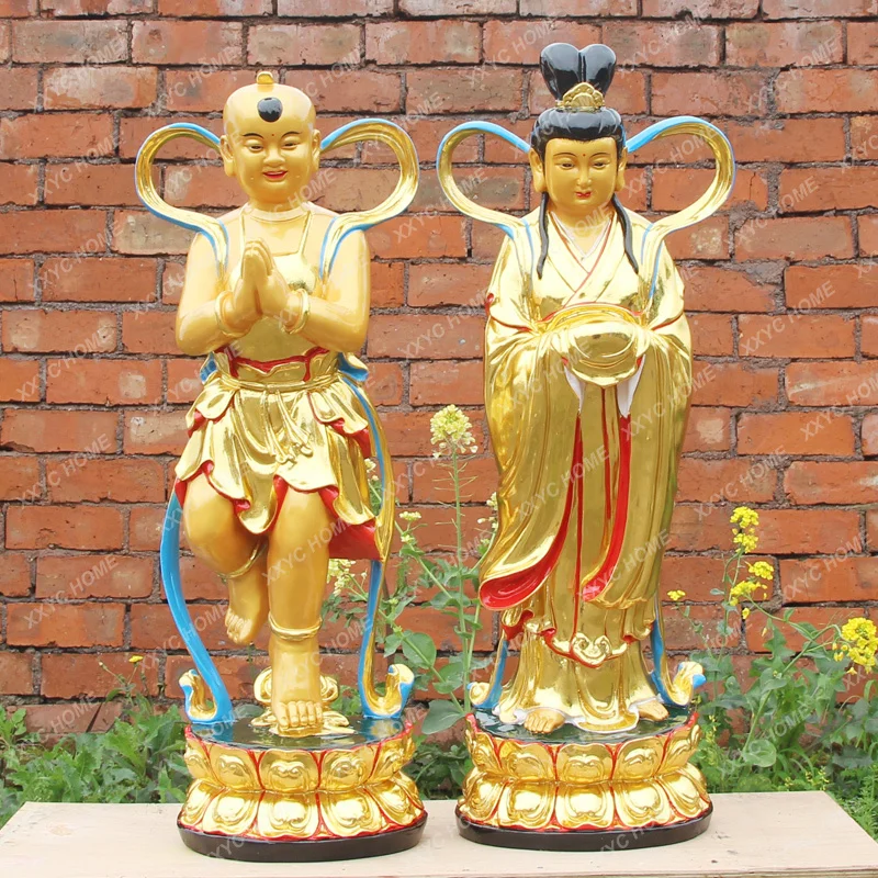 Boys and Girls Buddha Statue Resin Statue Maid Protection Lucky Boy Good Wealth Dragon Girl Guanyin