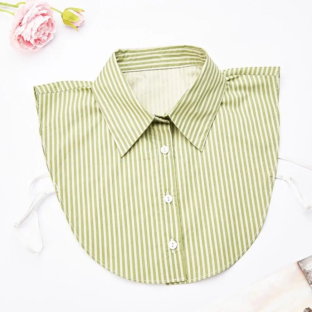 Модный хлопковый полосатый искусственный воротник, съемный классический галстук спереди, винтажная повседневная ложная блузка с воротником для женщин