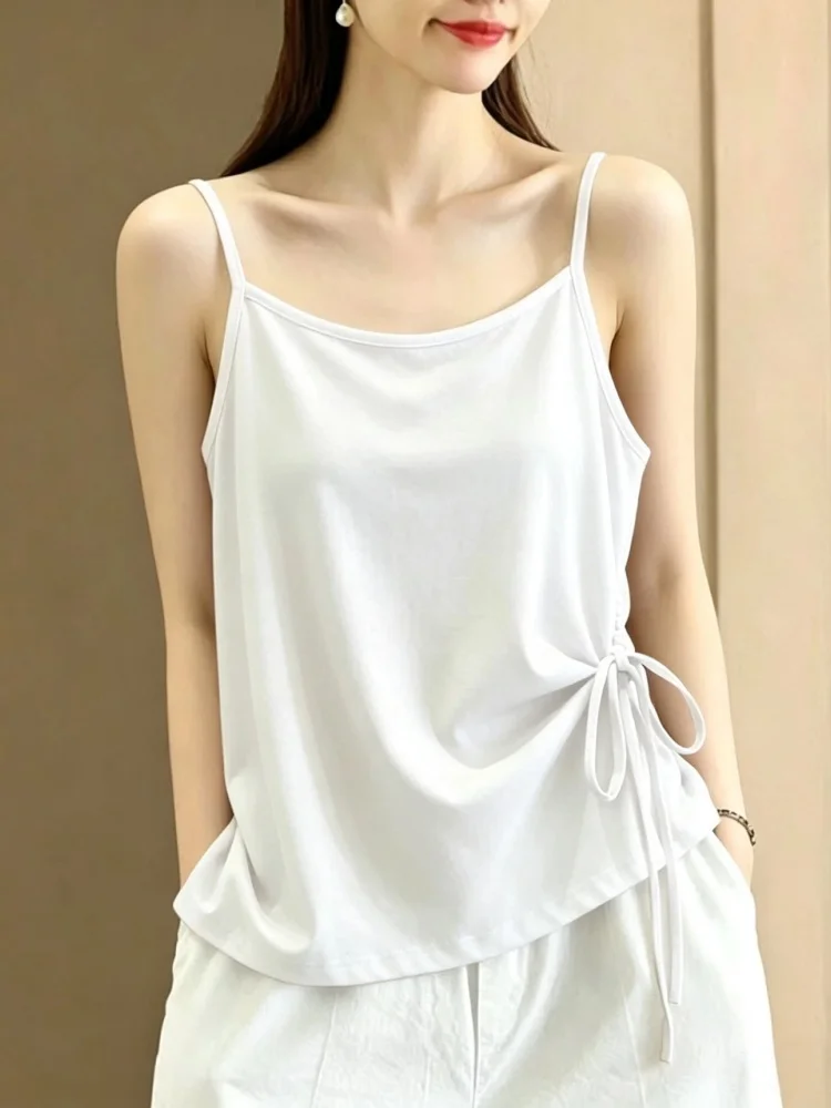 Summer Women's Loose Cotton Tank Top 95% Cotton Tank Vest Big Size plus Size Slimming Base Layer Outerwear Casual Wear