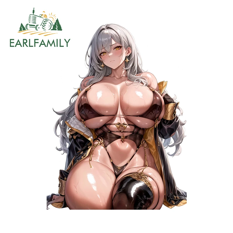 EARLFAMILY 13cm x 9.8cm Genshin Impact Hentai Stickers Huge Breasts Bikini Boobs Waifu NSFW Car Accessories Sunscreen Decals