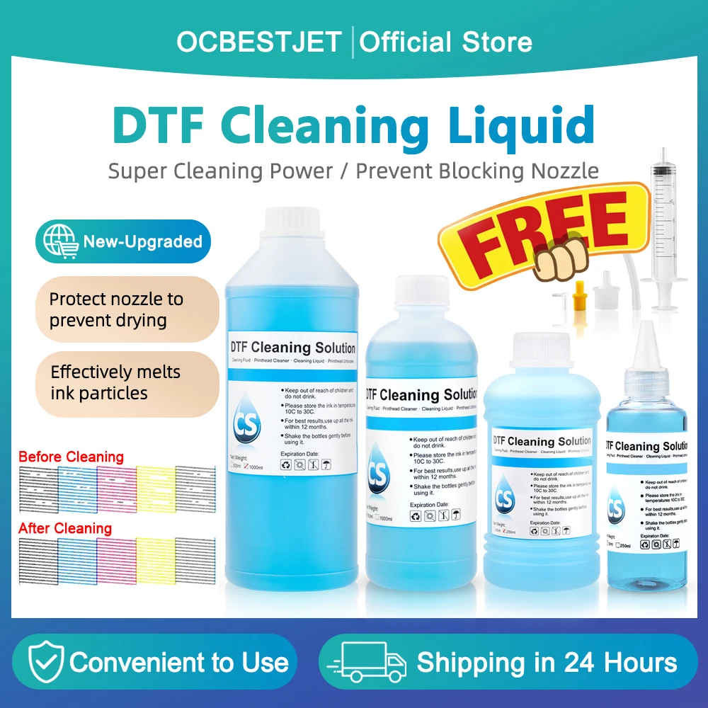 100ML Płyn do czyszczenia tuszu DTF, roztwór czyszczący do drukarek DTF (Direct Transfer Film) XP600 TX800 i3200, czyszczenie głowic drukujących i rur.