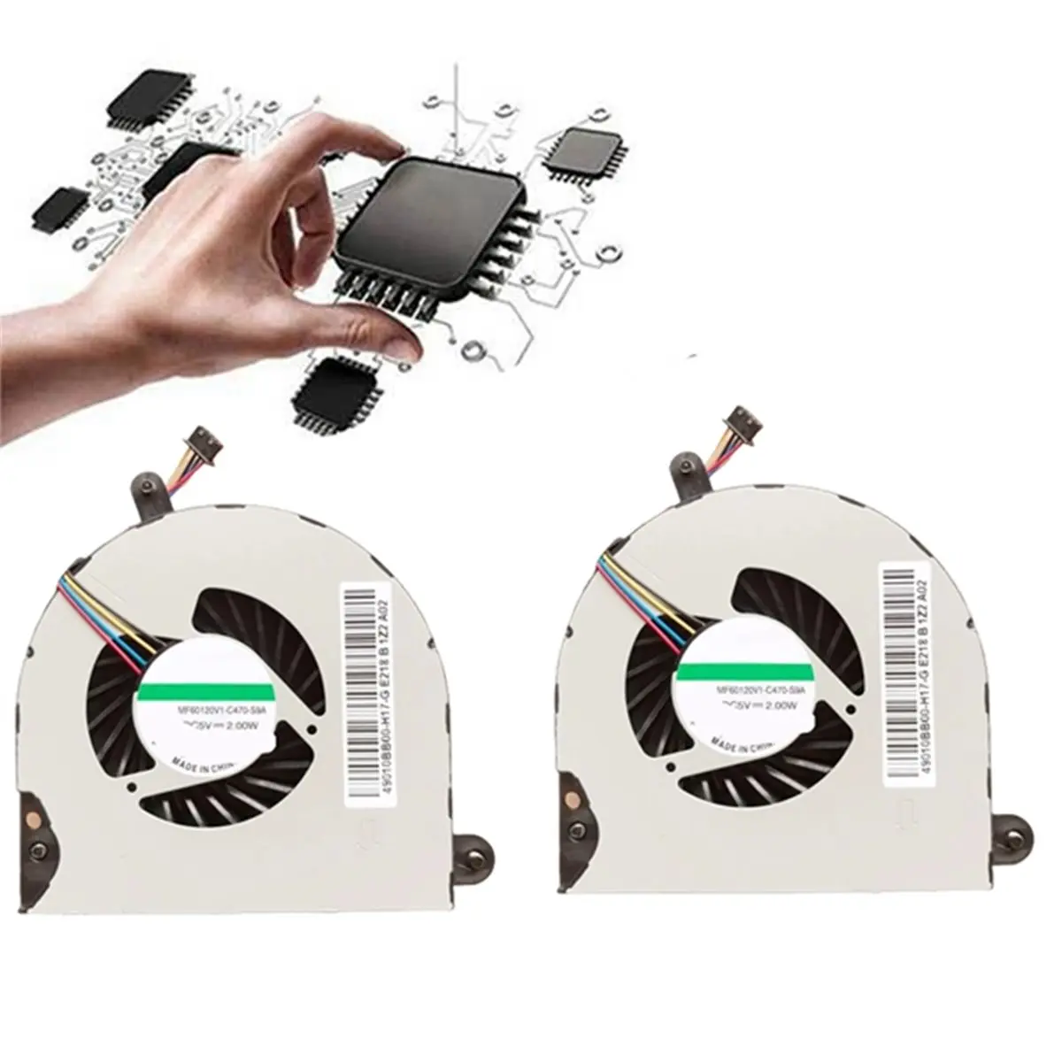 2Pcs Laptop CPU Cooling Fan for Elitebook 8560p 8570p 8560B Probook 6560B 6565B 6570B CPU Cooling Fan Replacement