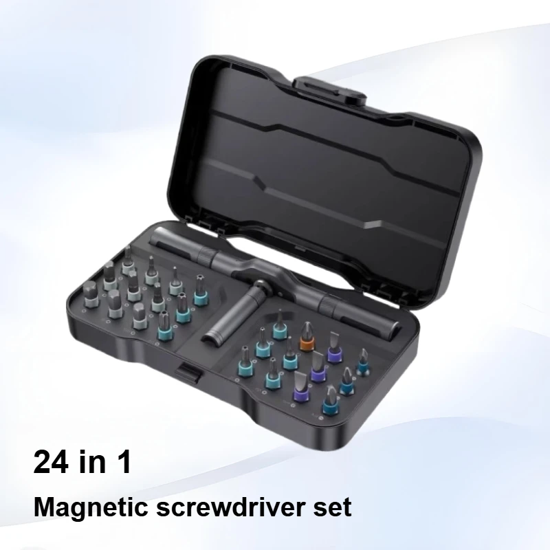 

Многофункциональный набор отверток-трещоток 24-в-1, биты S2, бытовой ключ, инструменты для разборки и ремонта.