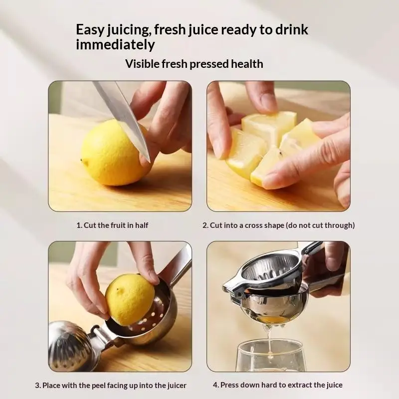 /KQM/Stainless Steel Manual Citrus Juicer High Juice Yield Easy Squeeze Handle For Home Kitchen Fresh Juice Cocktail Making 1Pcs
