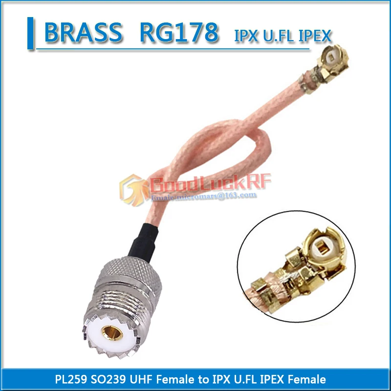 

IPX U.FL IPEX Female to PL259 SO239 PL-259 SO-239 UHF Female Pigtail Jumper RG178 extend Cable RF Connector Coaxial 50 ohm