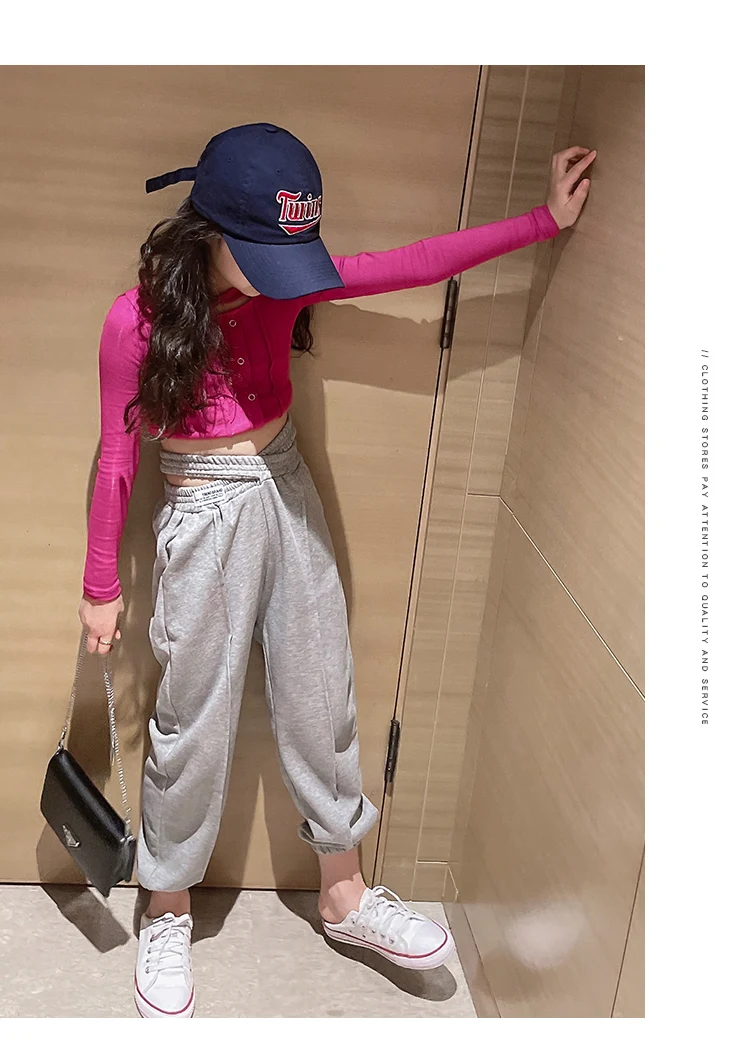Modisches Mädchen-Streetwear-T-Shirt Baby-T-Shirt Kinder Hip-Hop Crop-Top Kinder Streetwear Baumwolle Kreuz-Design Enganliegendes T-Shirt Kleidung – Detail 11
