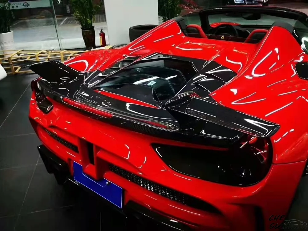 

M-style Carbon Fiber Rear Spoiler Body Kit for Ferrari 488 GTB Spider Upgrade, Large Tail Wing Car Kit