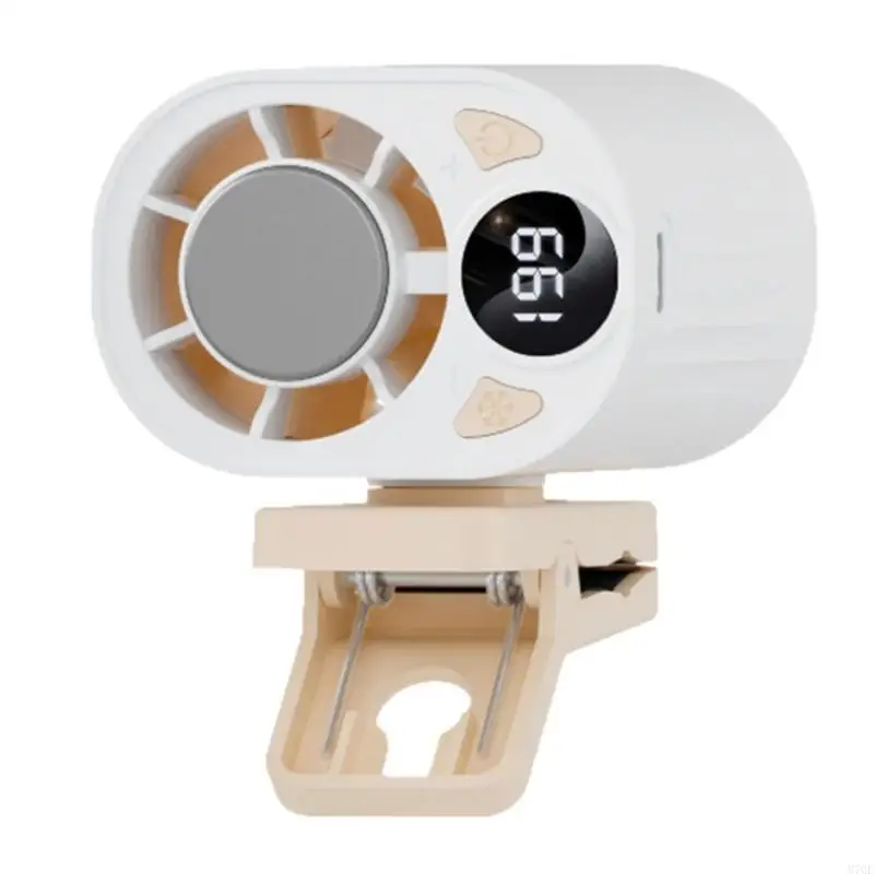 M76E Small Rechargeable Clip Fan with Digital Display, Type-C Charging, and Flexible Fan Positioning for Warm-Weather Use