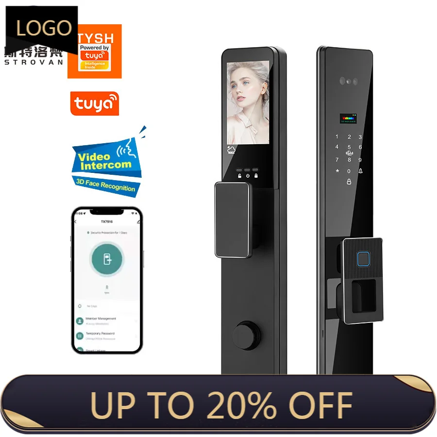 

STLF Factory Price 3d Face Recognition Biometric Fingerprint Smart Door Lock Wishome Wifi Digital Locks