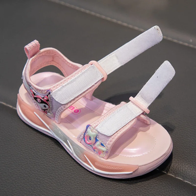 Children's Sandals Summer Korean Style Girls Flat Sandals Fashion Open-toe Causal Soft Bottom Kids Beach Shoes School Versatile