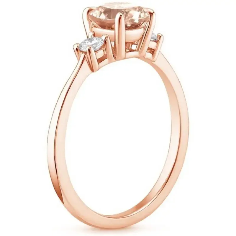 18k Rose Gold Color Oval Morganite Champagne Ring Classic Women\'s Rings Jewelry for wedding gift for girlfriend free ship