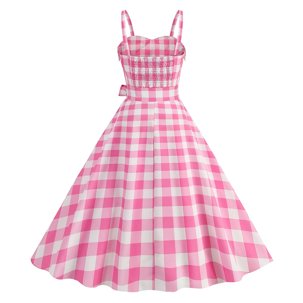 Ken Cosplay Costume adulto donna estate rosa Plaid Dress outfit Halloween Carnival Party Suit