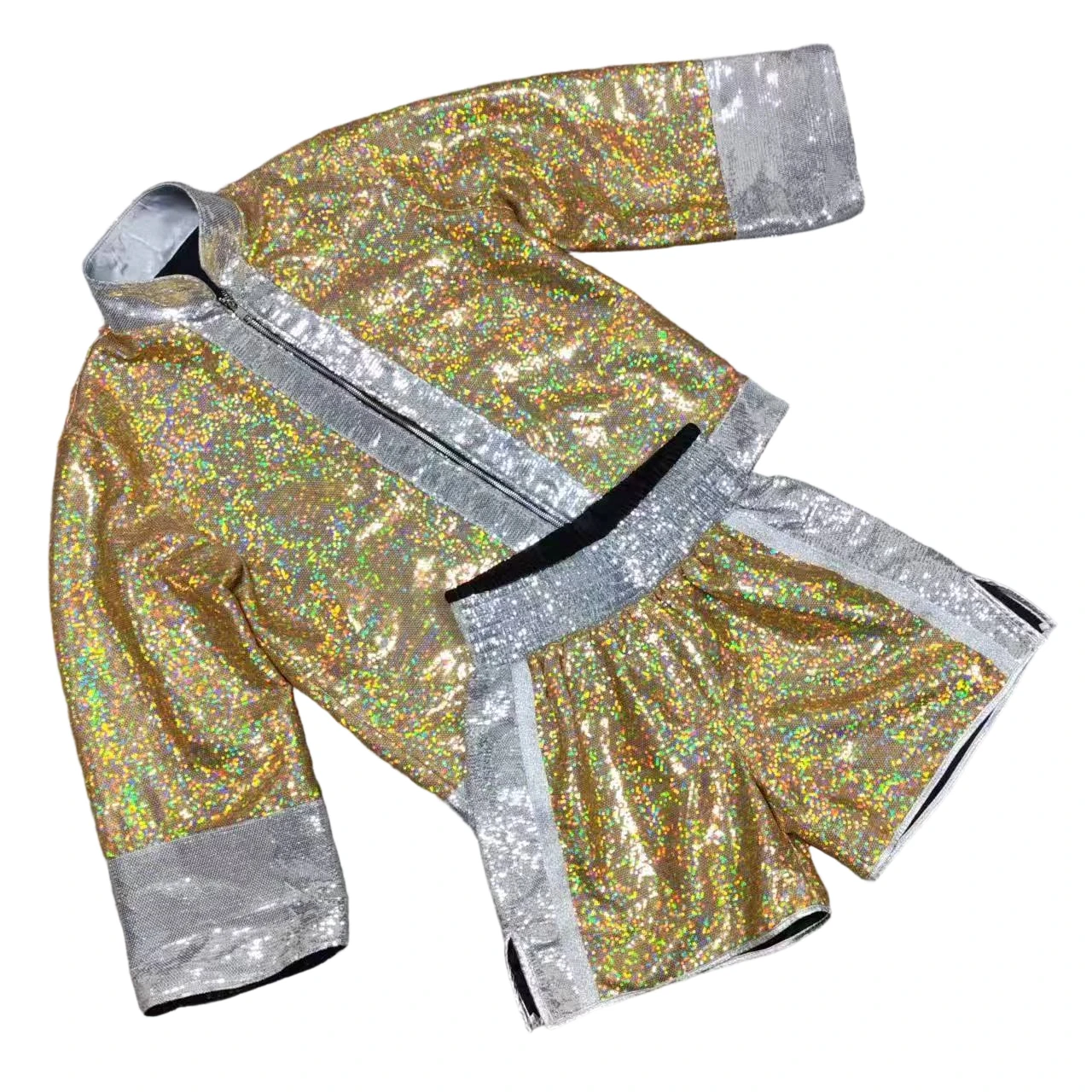 sparkly-boxing-entrance-outfit-kids-adults-muay-thai-jacket-robe-shorts-set-gold-sequin-costume-for-kickboxing-performance-event