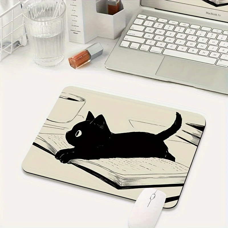 Small Size Black Cat Series Mouse Pad Rubber Non-Slip Washable Table Mat Multi-Style Office Game Computer Accessories Carpet
