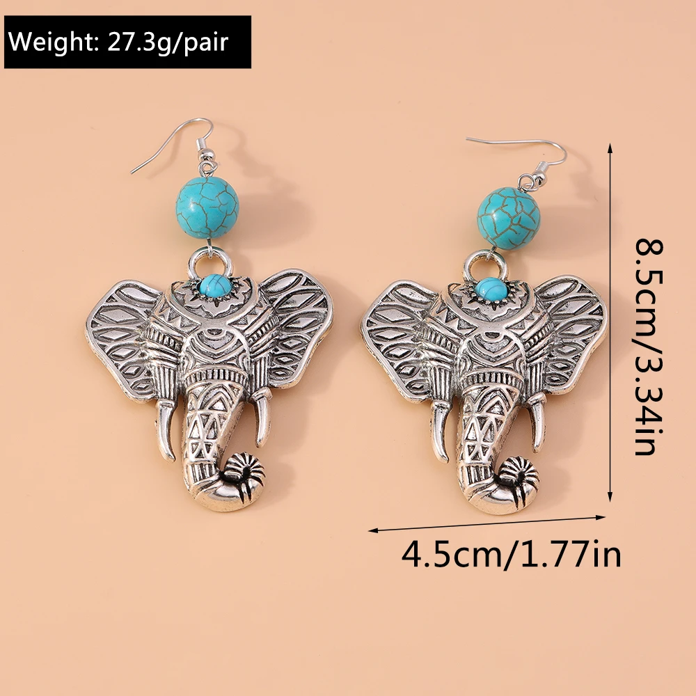 Aihua Böhmen Tibet Silber Große Elefanten Ohrringe Für Frauen Vintage Ethnische Metall Geschnitzte Kreuz Feder Eule Ohrringe Boho Schmuck – Detail 6