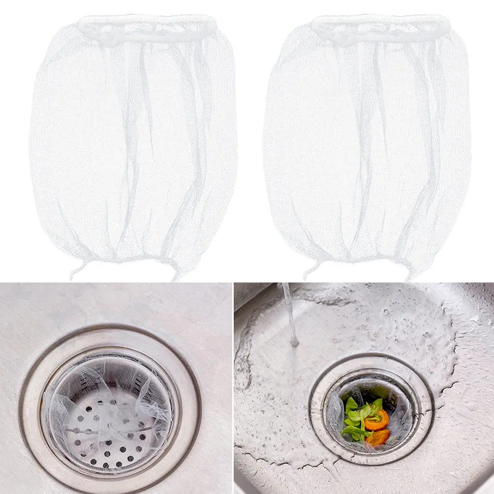 

200Pcs Drain Filter Mesh Bag Polyester Kitchen Sink Strainer Disposable Anti-Blocking Filter Net for Home Restaurant