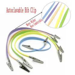 Clips de babero autoclavables para dentistas, soporte de cadena para servilletas, Clip de babero Autoclavable, blanqueamiento Dental, Matirial, 1 unidad