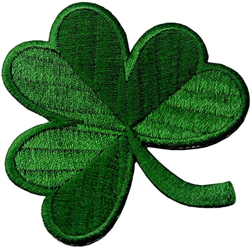 Irish Clover Patches Lucky Shamrock Embroidered Patches for Clothing Clothes Stickers Badge Hook & Loop Parches Decor Appliqu