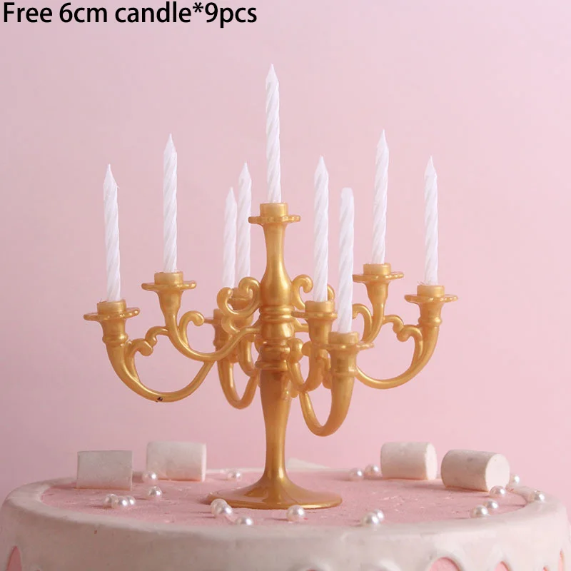 1pcs Creative Plastic Candle Holder Cupcake Birthday Cake Decoration Decoration Goods with Candle DIY Gift Wedding Party