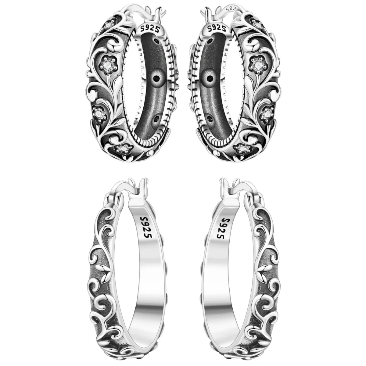 

Orstarry 925 Sterling Silver Curled Grass Pattern Flower Earrings Silver Hoop Earrings For Women Jewelry Original Party Gifts