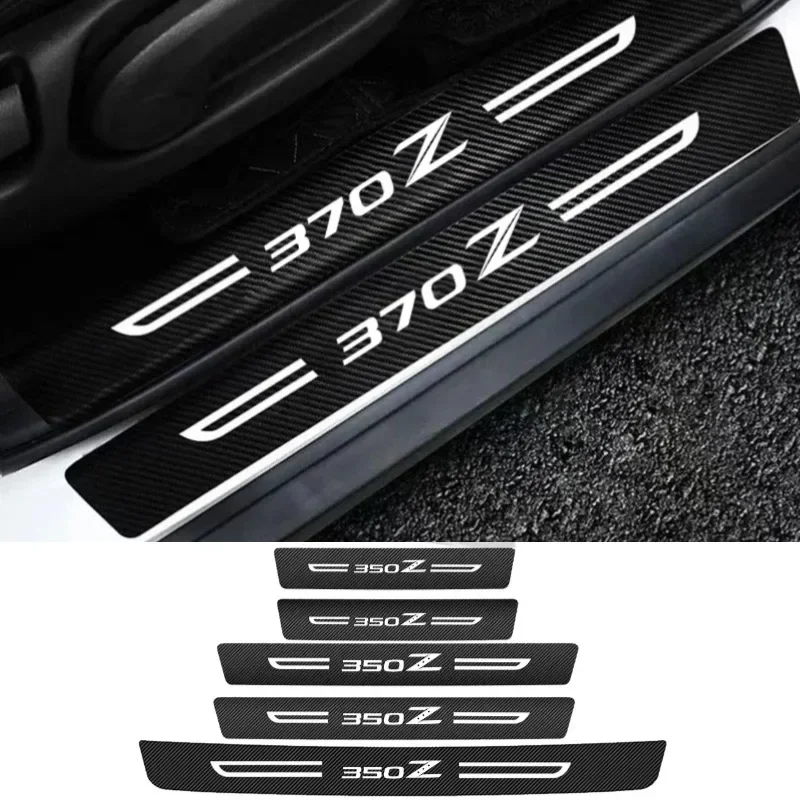 Car Door Threshold Sill Scuff Plate Carbon Fiber Rear Trunk Decals for Nissan 350Z Logo 350Z Sunny Almera Nismo Note Teana J32