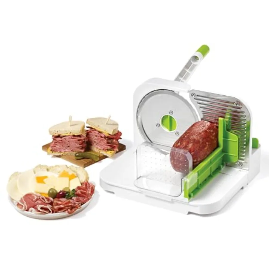 

Нож Deli для нарезки мяса, сыра и хлеба - лезвие из нержавеющей стали 6,5 дюйма - регулировка толщины нарезки - складной для удобного хранения 2-в-1