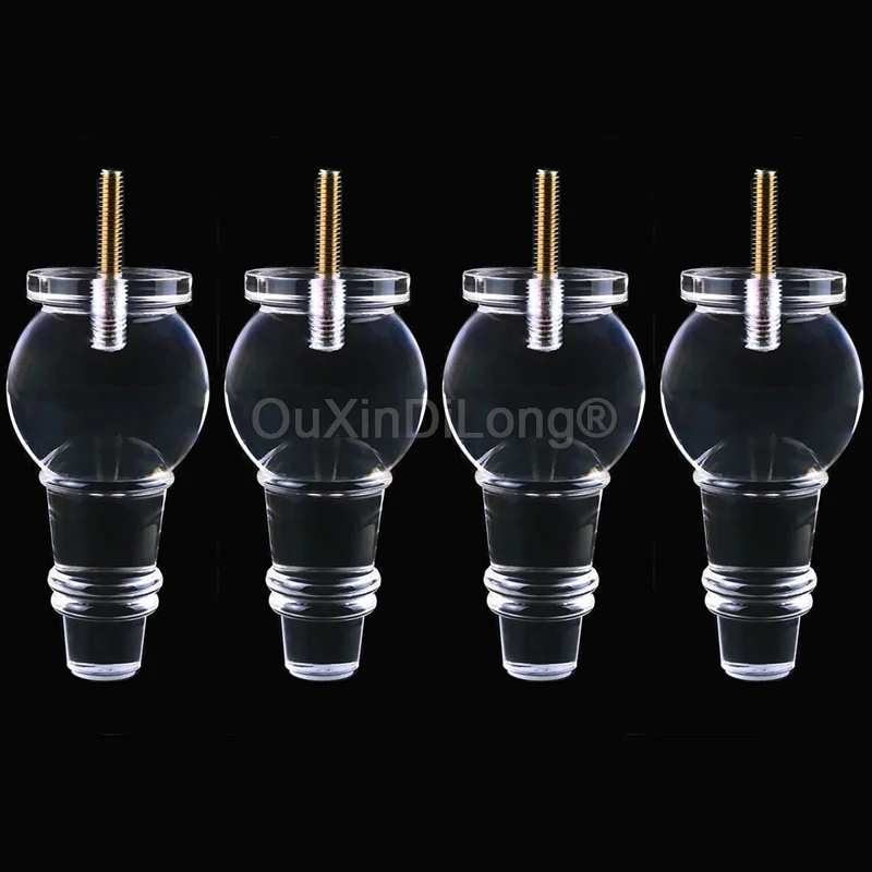 

4 шт., акриловые прозрачные ножки для мебели, дизайн в форме тыквы, сменные ножки для дивана, дивана, декор для комода, шкафа, домашние ножки «сделай сам», GF1527