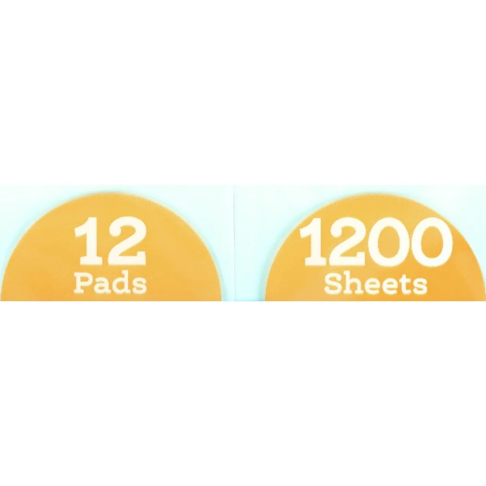 12パッド パステルカラー 付箋 3x3インチ 1200枚入り 粘着式 再剥離可能 メモ帳 家庭 オフィス 学校用品