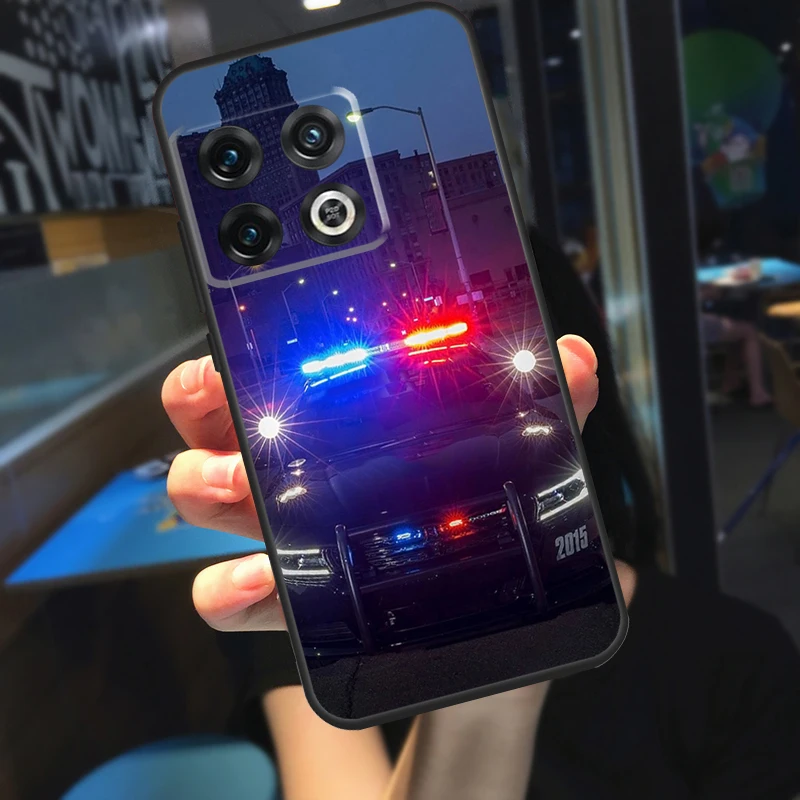 سيارات الشرطة الخفيفة في الليل Funda ل OnePlus 13R 13 12 R 11 9 10 Pro 8T 9RT 10T OnePlus Nord CE 4 2 3 Lite N20 N30