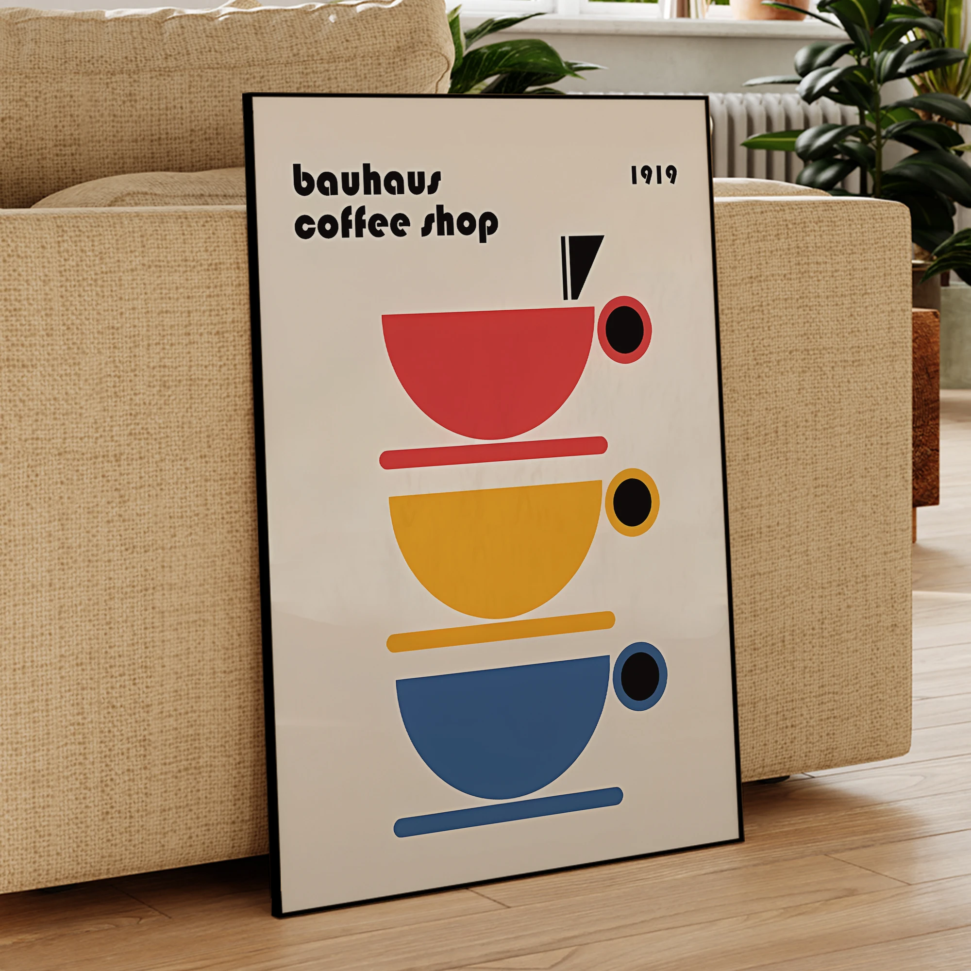 Abstract Bauhaus Coffee Hop Wa - Geometric Wall Art recension och pris