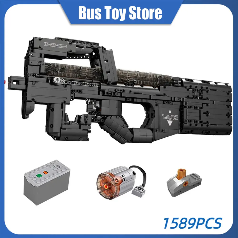 Ww2 Military Technical Gun Building Blocks for Kids P90 Submachine Gun Model Toys Mould King MOC Bricks for Kids Christmas Gifts