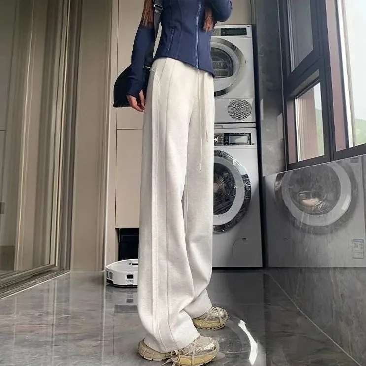 Damskie spodnie na co dzień z prostymi nogawkami Jesień Wiosna Nowy styl plus rozmiar Luźne spodnie z szerokimi nogawkami Modne spodnie dresowe Odzież damska