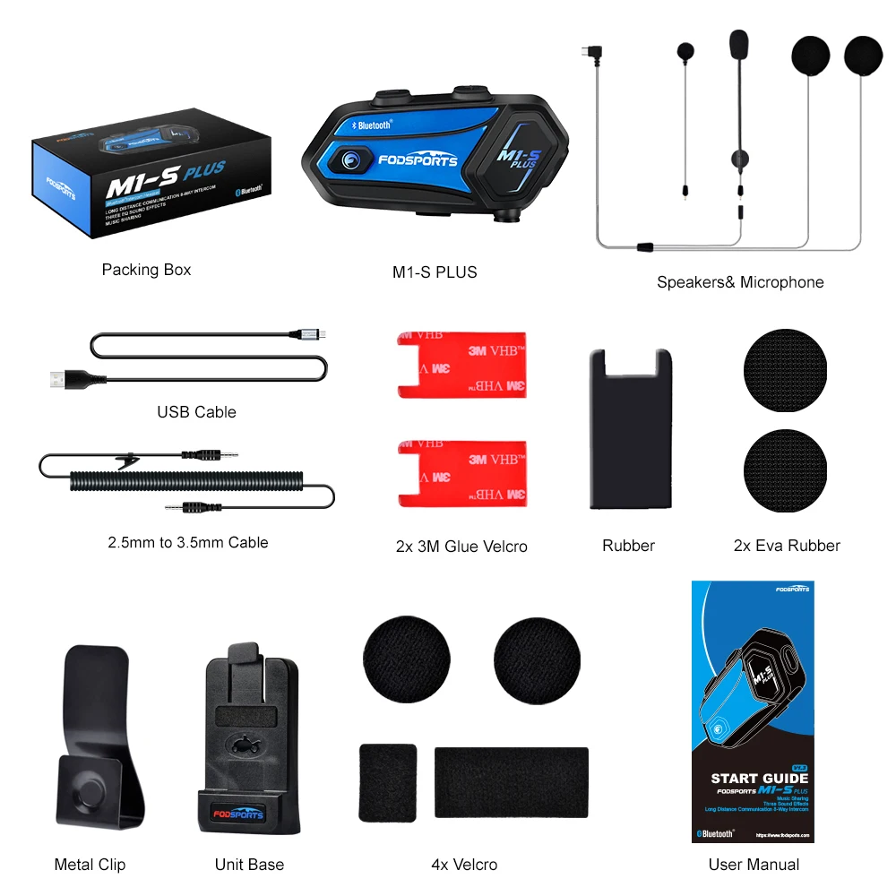 Fodsports M1-S Plus Motorcycle Helmet Intercom Bluetooth Headset