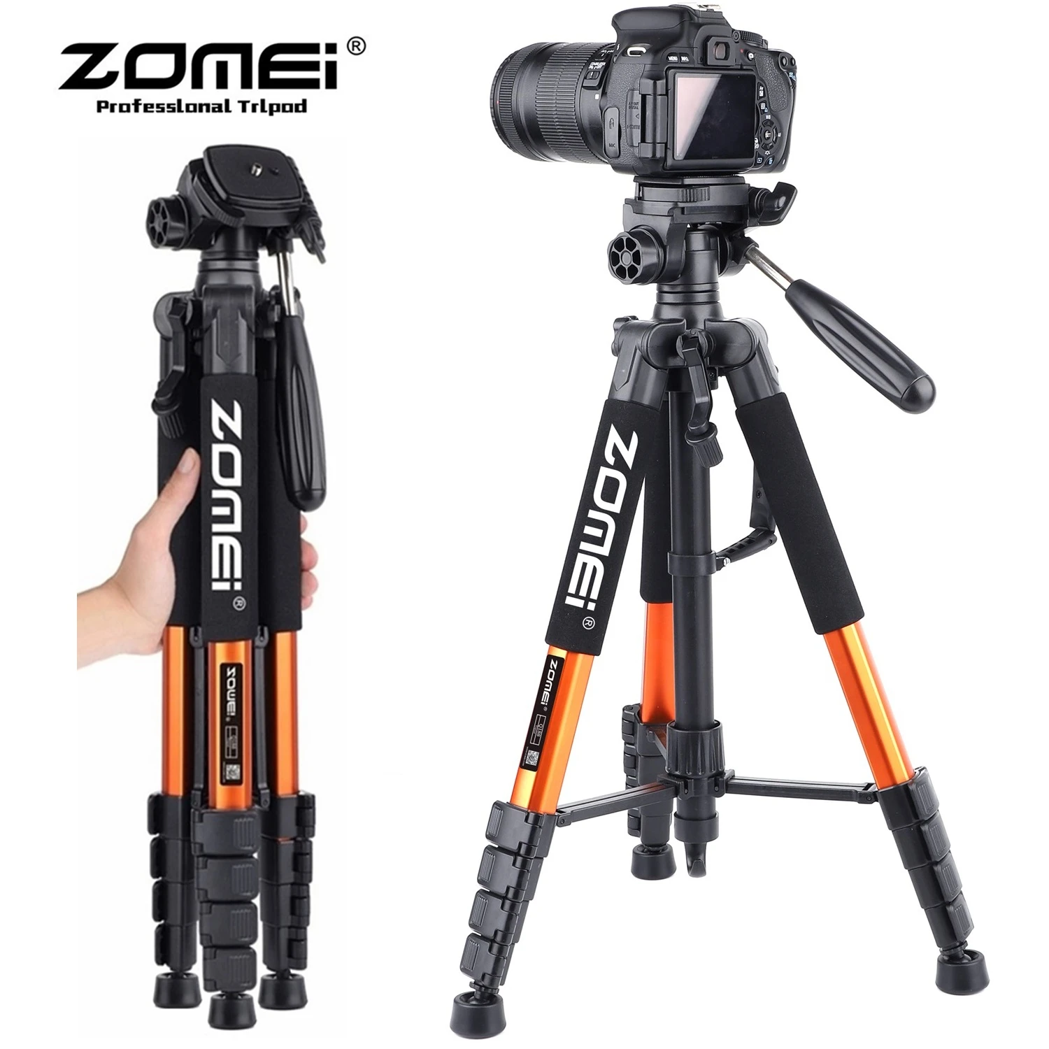 

187cm Aluminum Photography Stand Max Load 11lbs/5kg Professional Tripod for Mobile Camera Phone Projector Webcam Spotting Scopes