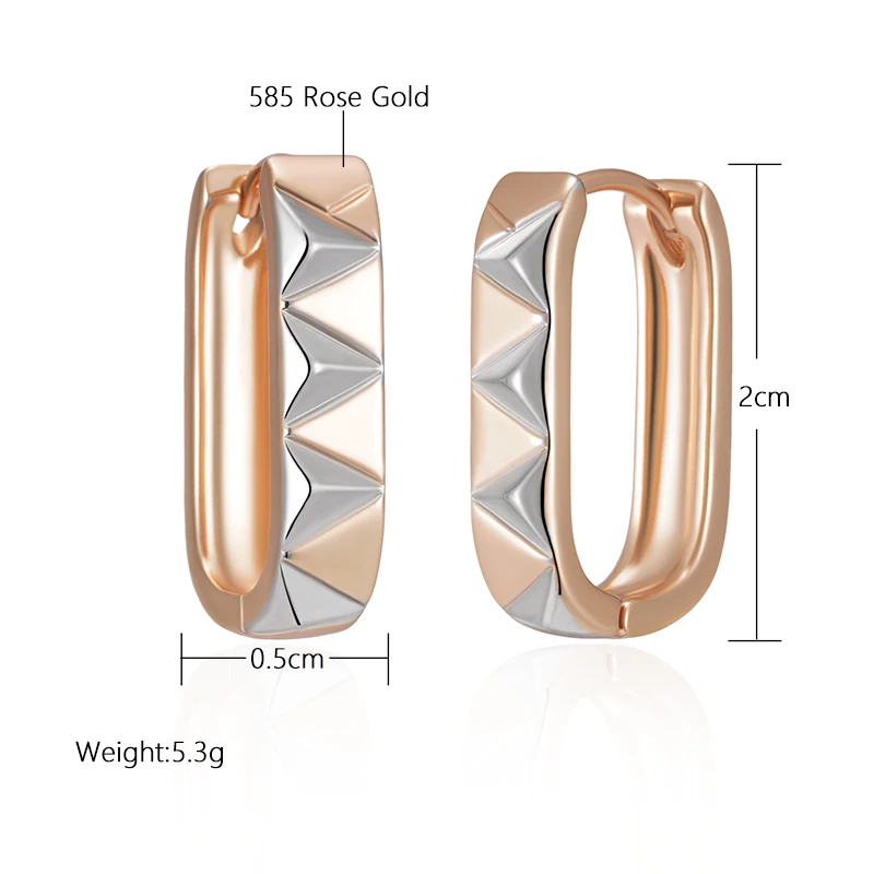 SYOUJYO Square-Shaped Earrings For Women 585 Rose Gold Color Simple Stylish Daily Wear Jewelry