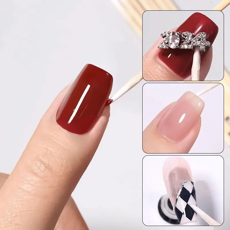 200/100Pcs Nails Wood Swab Clean Sticks Bud Tip 7/10cm Wooden Cotton Head Nail Polish Remover Manicure Detail Corrector Tool