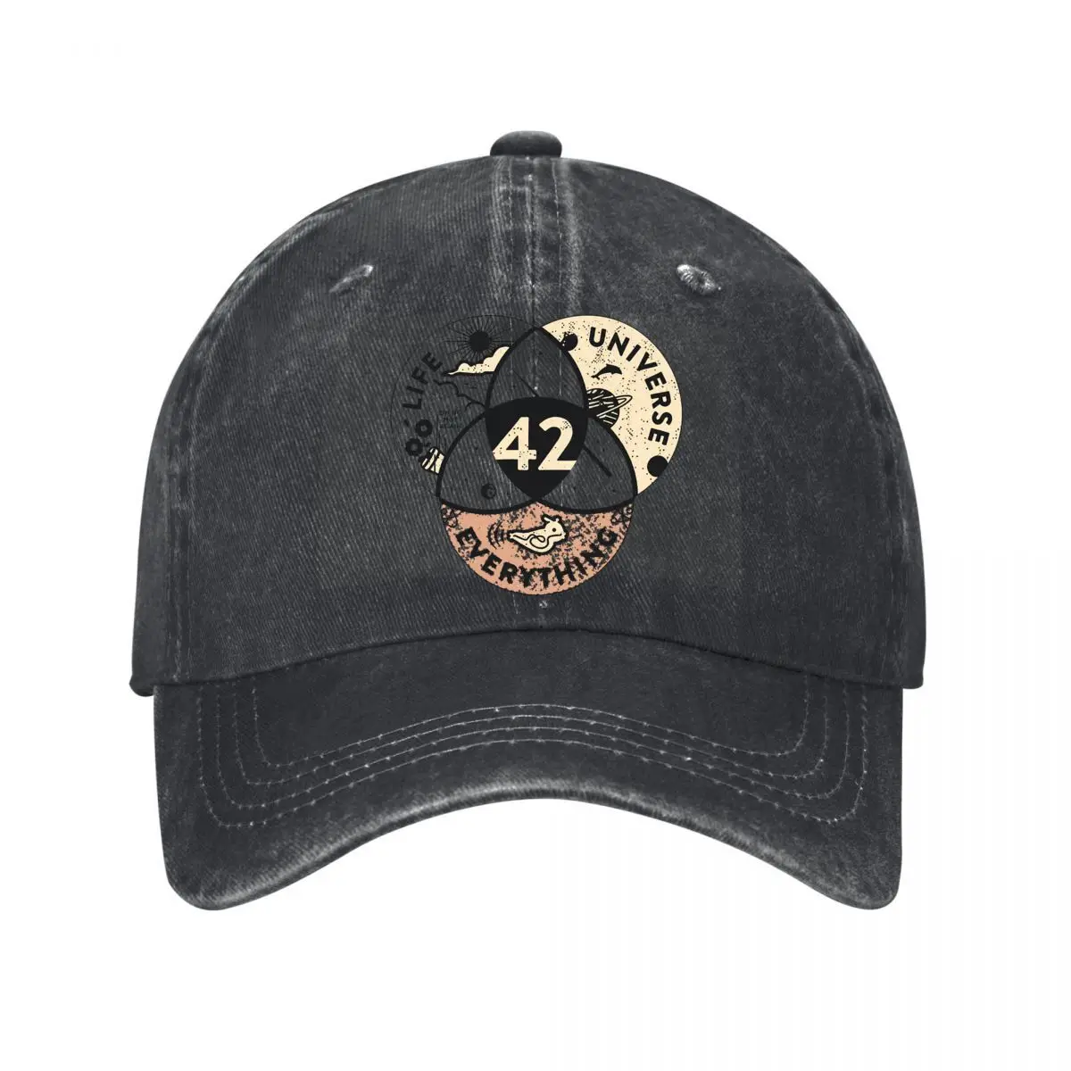 Answer Life Universe Everything Washed Baseball Cap Hip Hop Sun Hats