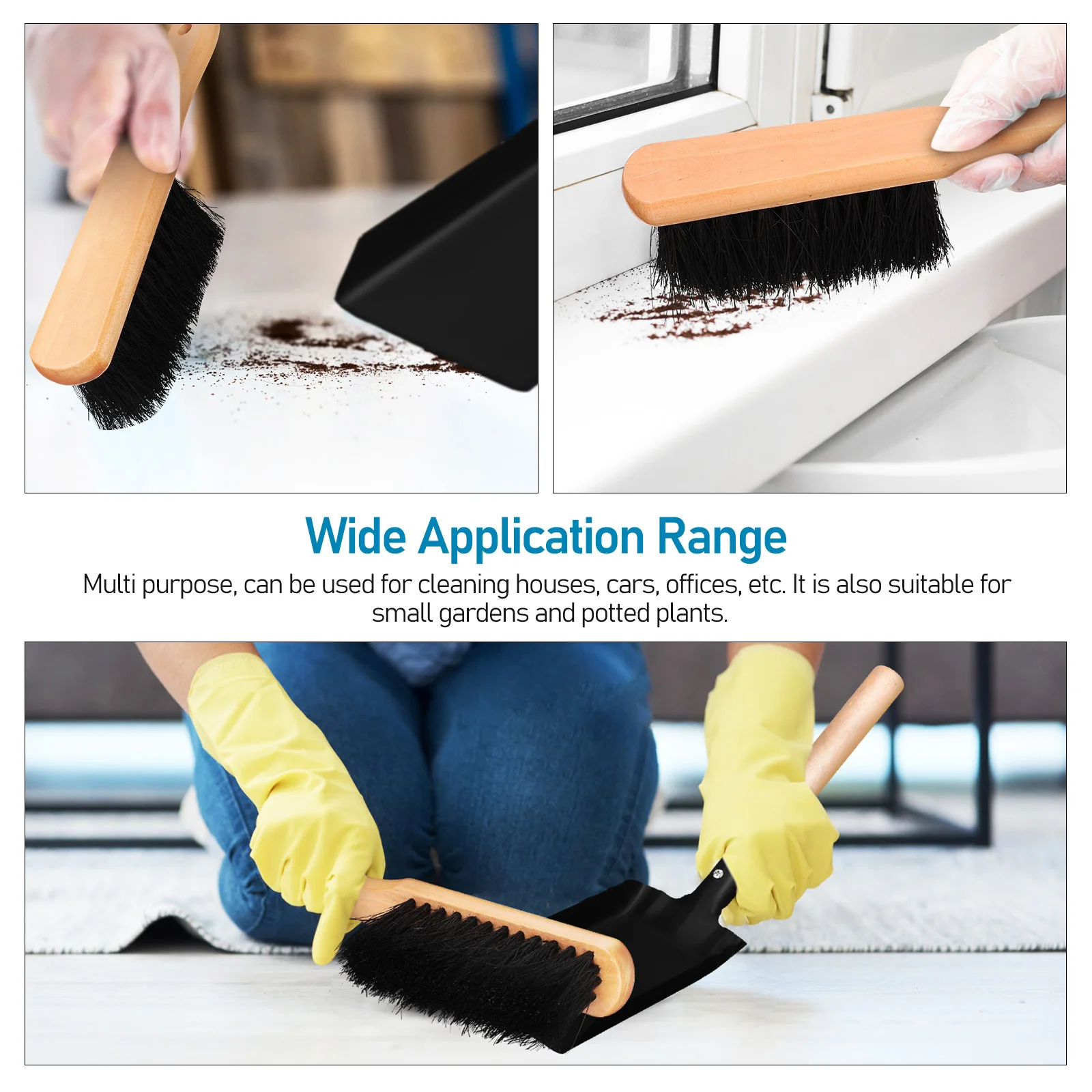 

1Set Fireplace Cleaning Shovel Brush Set Wood Handle Sharp Edge Compact Dustpan Soft Bristles Hearth Coal Ash Scoop