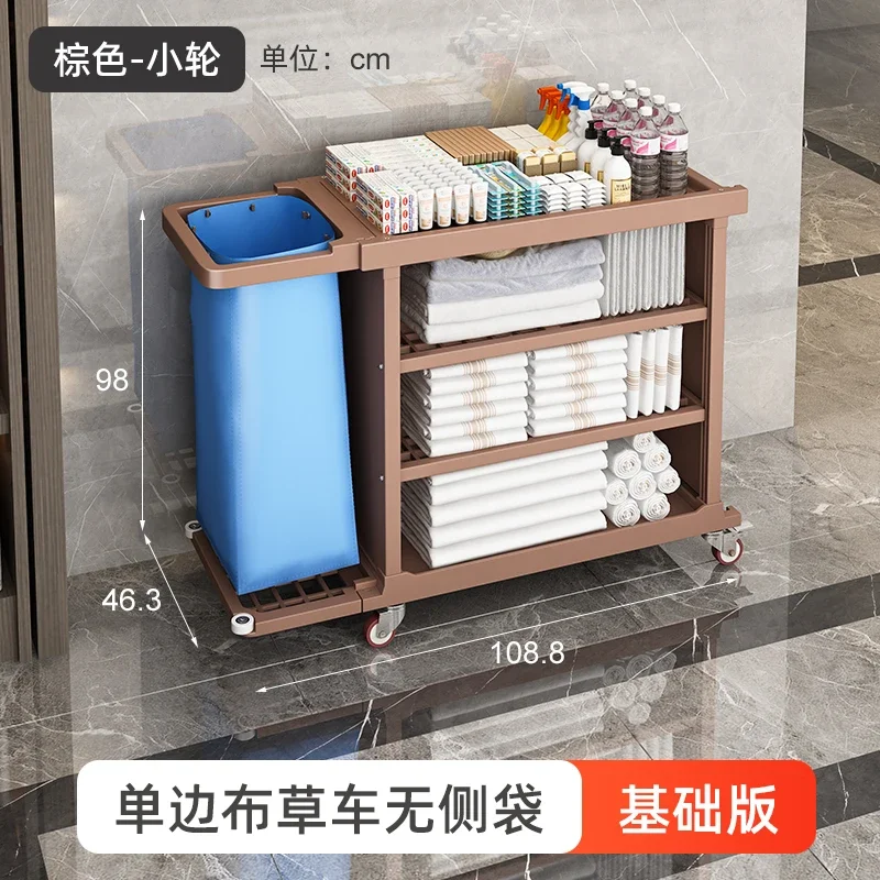 Wheeled Cart Iron Trolley Service Professional Cleaning Stainless Steel Tool Rolling Double Household Rotating Hotel Wagon Mini